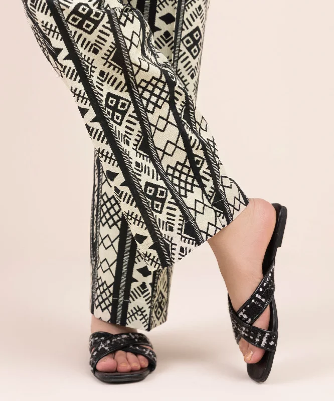 Printed Cambric Straight Pants Slim-Fit Leggings