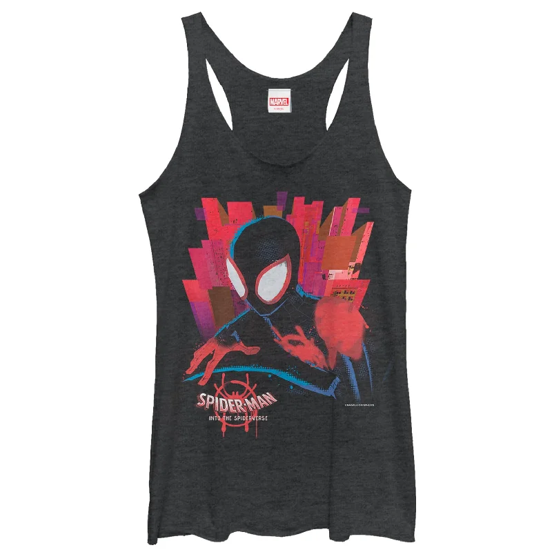 Women's Marvel Spider-Man: Into the Spider-Verse City Racerback Tank Top sheer tank top