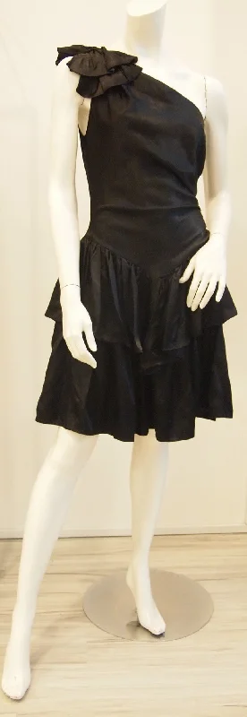 Midnight Black Toga Tiered Vintage Party Dress Tunics Distressed trendy