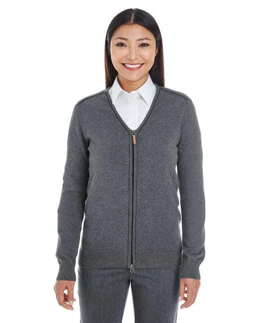 Devon & Jones Ladies' Manchester Fully-Fashioned Full-Zip Cardigan Sweater DG478W Slim Fit Regular Fit Oversized