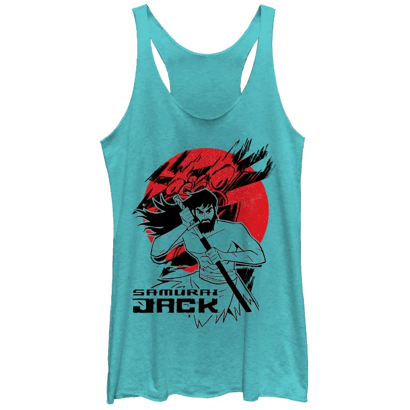 Women's Samurai Jack Katana Circle Racerback Tank Top coral tank top