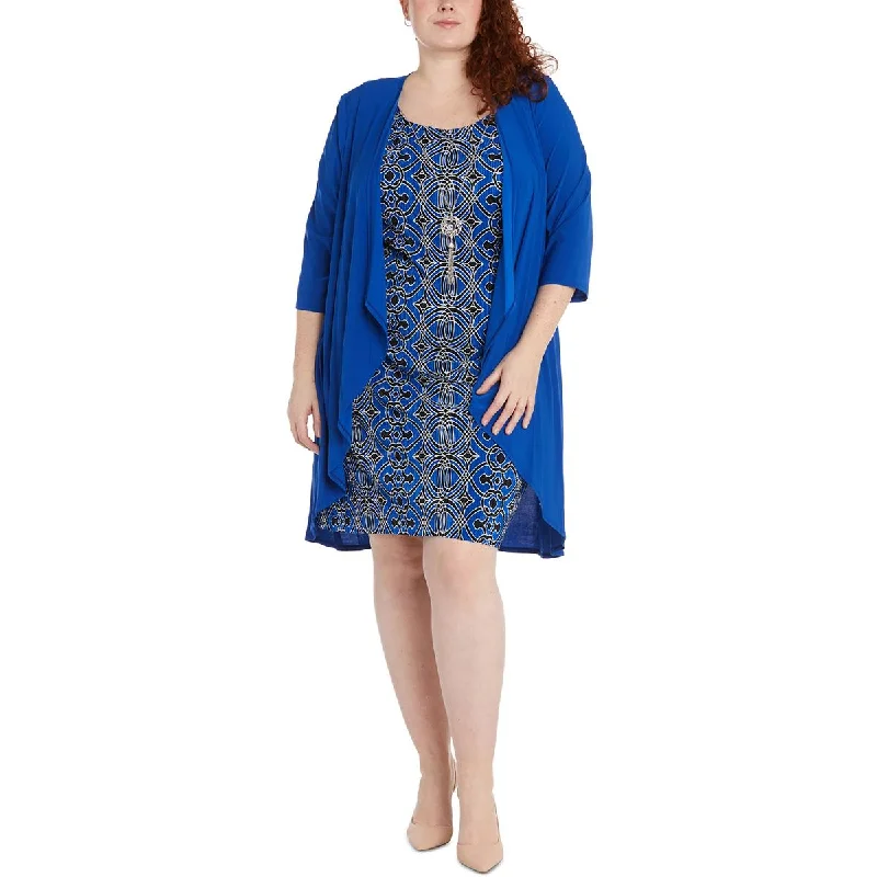 R&M Richards Womens Plus Open Front Cardigan Duster Blazer Rayon Fabric Velvet Fabric Corduroy Fabric