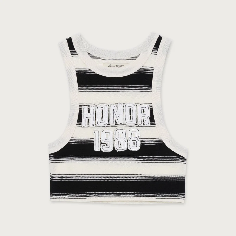 Womens 1988 Stripe Tank  - Black activewear tank top