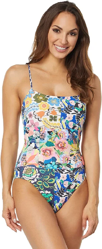 Johnny Was Layla Spaghetti Strap One-Piece Multi Color Swimsuit Trendy Swimwear Set