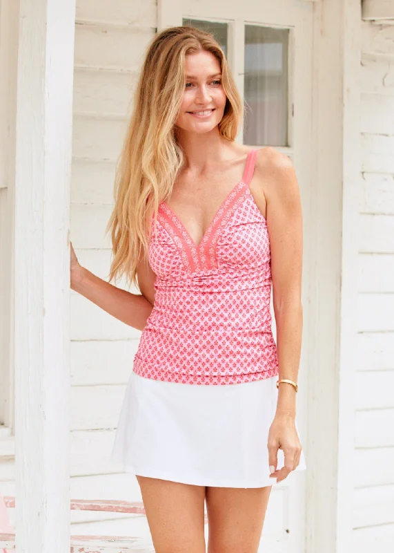Boca Raton Embroidered Tankini Top Push-Up Swimsuit Top