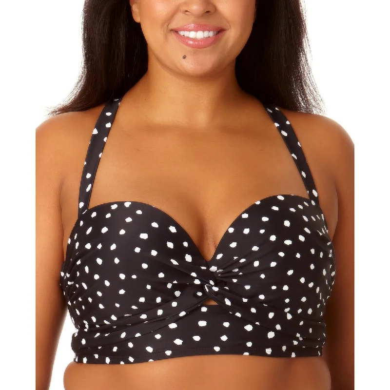 California Sunshine Womens Polka Dot Twist-Front Bikini Swim top Floral Bikini Top