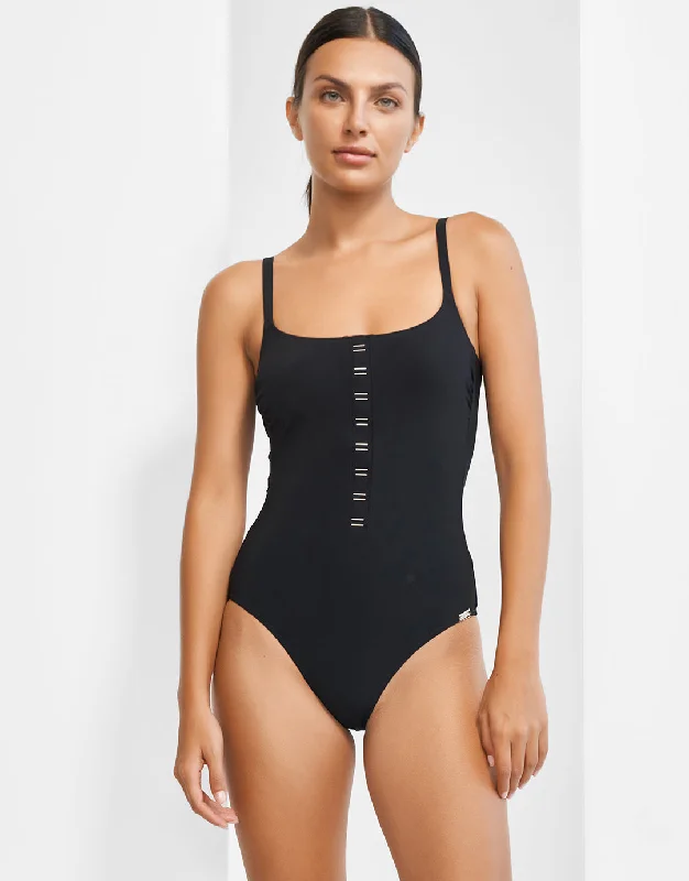 Code Tank Swimsuit - Black Casual Swim Dress