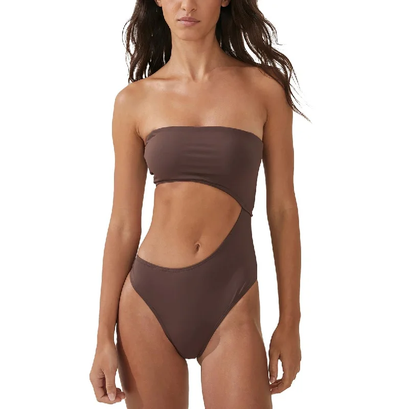 Cotton On Womens Cut-Out Bandeau One-Piece Swimsuit Playful Pattern Swimsuit