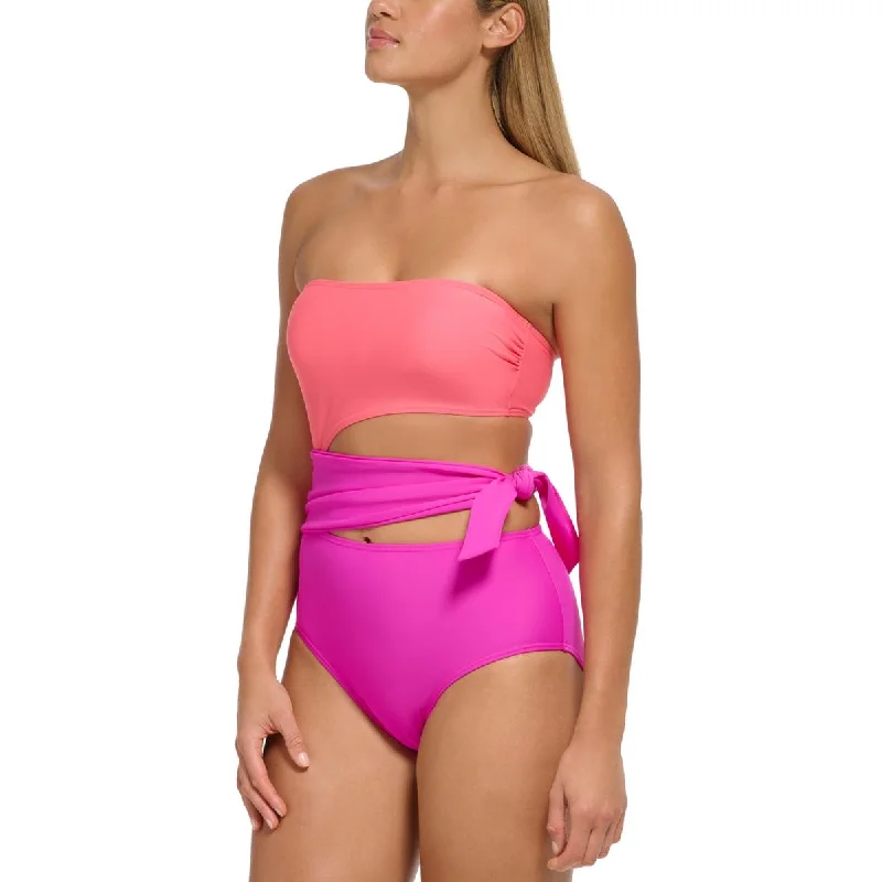 DKNY Womens   Cut-Out Removable Padding One-Piece Swimsuit Chic Beach Cover-Up