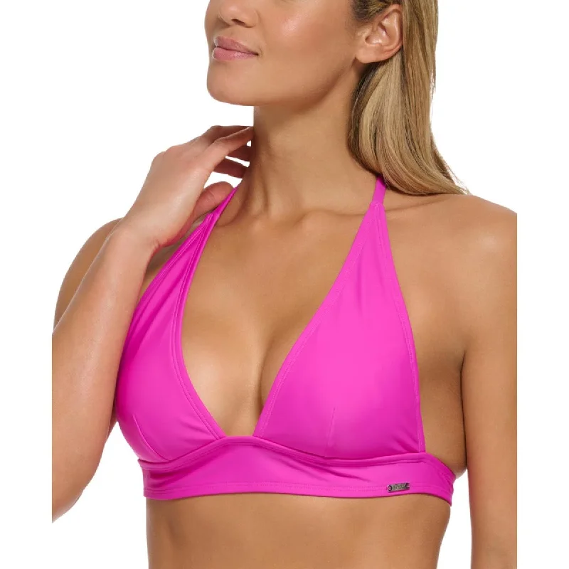 DKNY Womens Solid Halter Bikini Swim top Halter Top Bikini