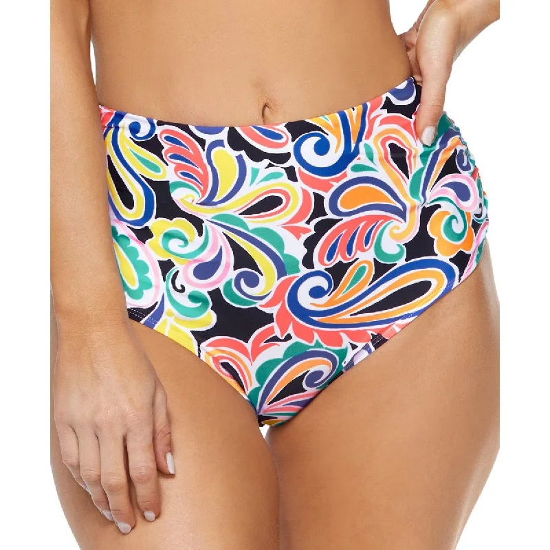 Island Escape Womens Printed High-Waist Swim Bottom Separates Modern High-Waisted Swimsuit