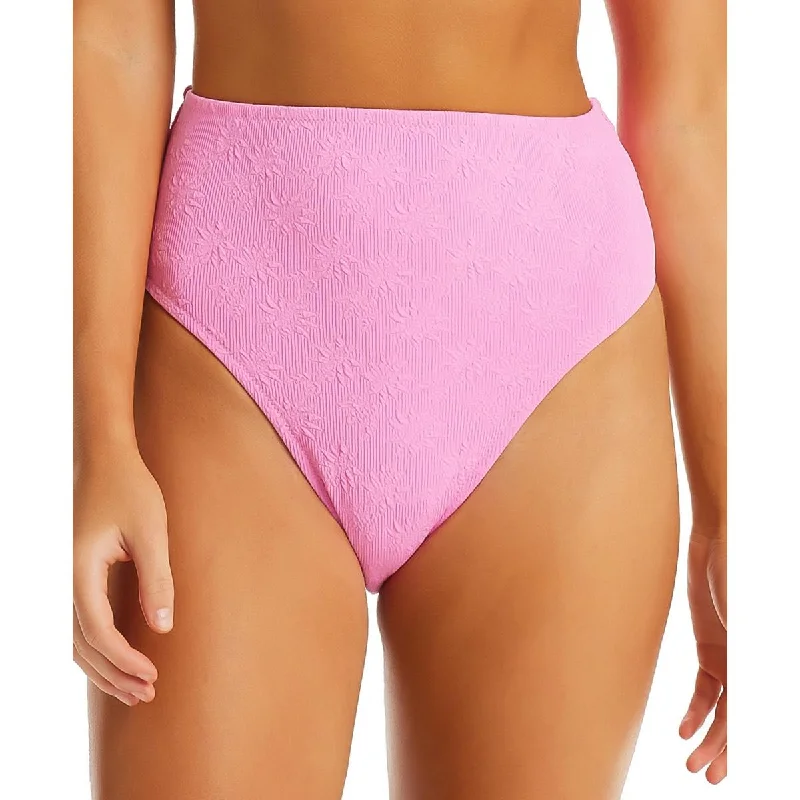Jessica Simpson Womens Sweet Daisy High Waist Textured Swim Bottom Separates Vibrant Bikini Bottoms