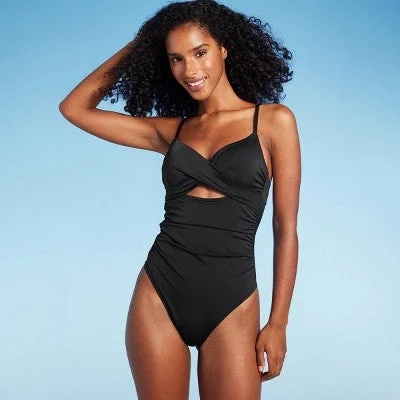 New - Shade & Shore Women's Underwire One Piece Swimsuit High Leg, Black 34C Beach Ready Swimsuit