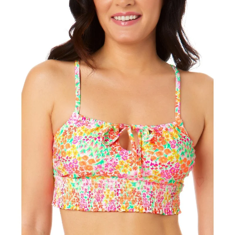 Salt + Cove Womens Floral Smocked Bikini Swim top Elegant Swim Dress