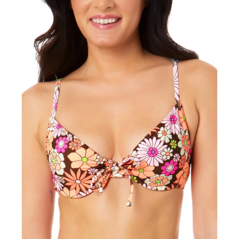 Salt + Cove Womens Floral Underwire Bikini Swim top Sporty Swim Shorts