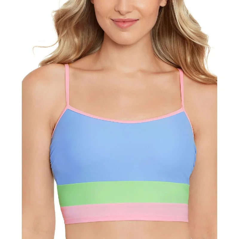 Salt + Cove Womens Juniors Colorblock Banded Bikini Swim top Tie-Back Swimwear