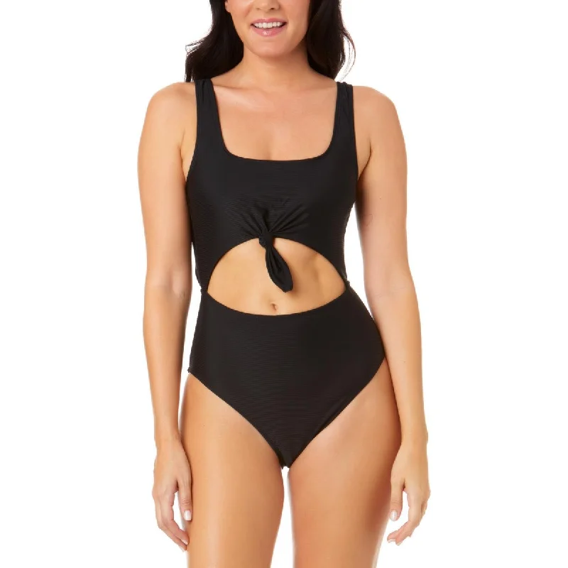 Salt + Cove Womens Juniors Cut-Out Knot-Front One-Piece Swimsuit Sporty Swimwear Bottoms