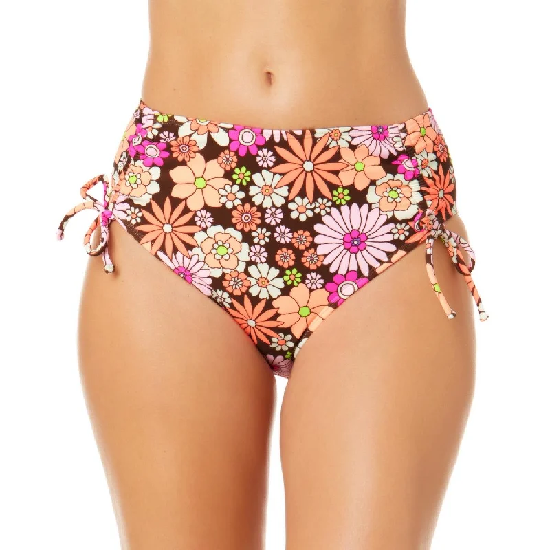 Salt + Cove Womens Juniors Floral Print High Waist Swim Bottom Separates Ruched Swimwear Set