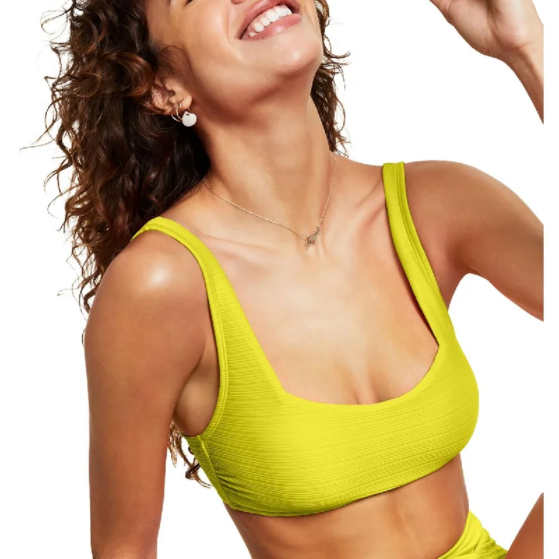 Salt + Cove Womens Juniors Mint Spark Ribbed Bralette Bikini Swim top High-Waisted Swimwear