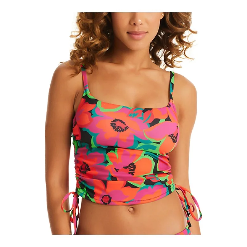 Sanctuary Womens Floral Print Side Tie Tankini Swim Top Chic Beach Cover-Up