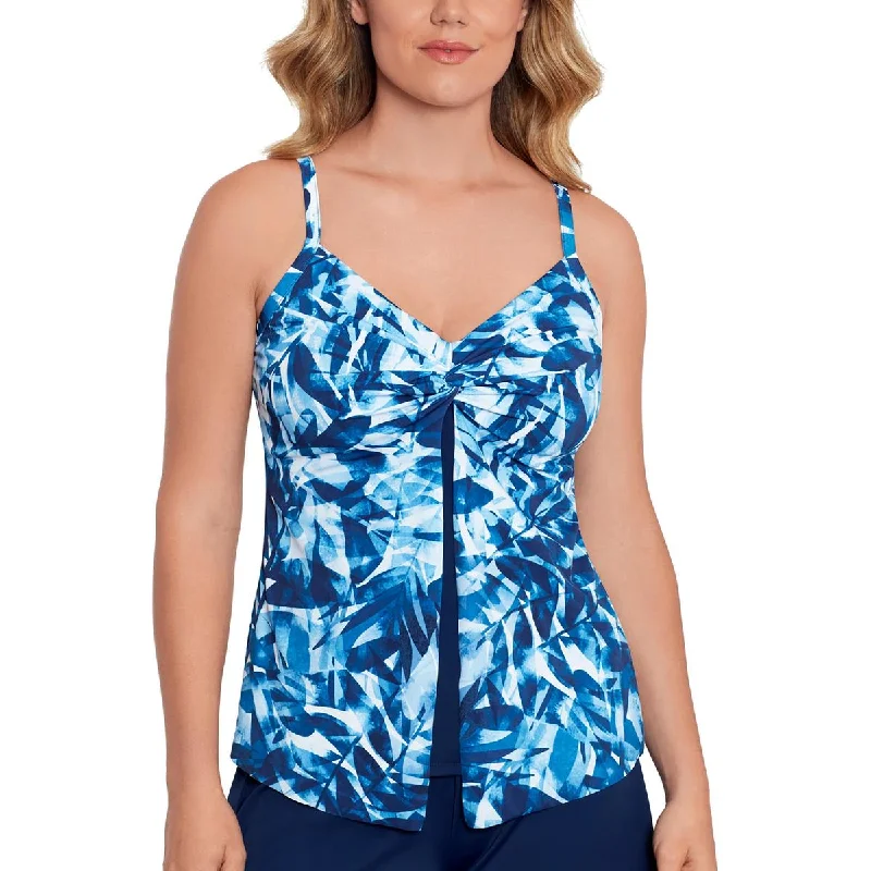 Swim Solutions Womens Printed Bust Support Tankini Swim Top Classic Two-Piece Bikini