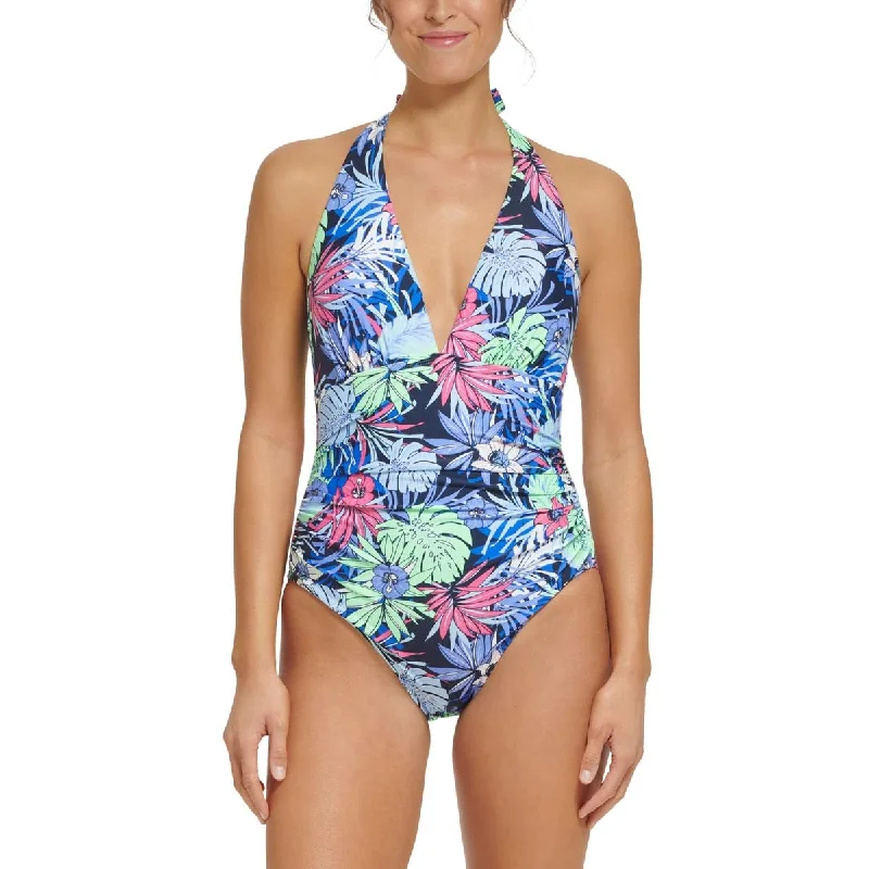 Tommy Hilfiger Womens Floral Tummy Control One-Piece Swimsuit Vintage Swimwear Look