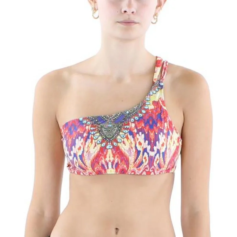 True Colours by La Moda Womens Printed One Shoulder Bikini Swim top Fun Pattern Swimsuit