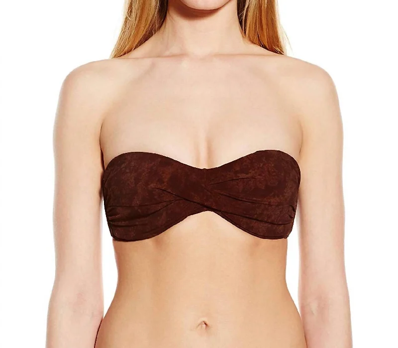 Women Goddess Strapless Bandeau Swimsuit Bikini Top In Brown Adjustable Bikini Bottoms