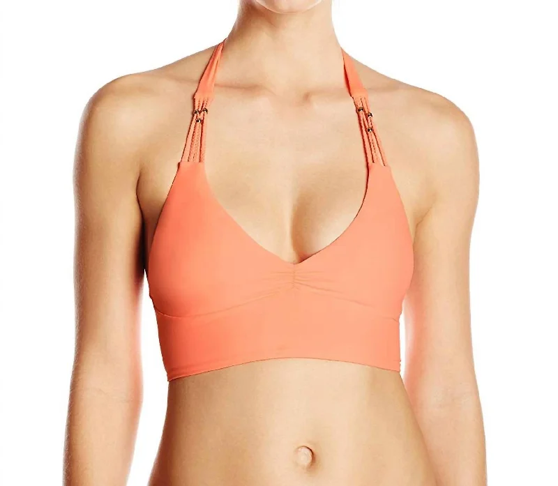 Women's Enjoy Lotus Halter Strap Plunge Neckline Bikini Top Swimsuit Halter Top Bikini