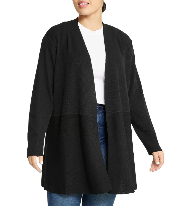 Long Cardigan with Waist Seam Plus Size Silk Blend Satin Velvet