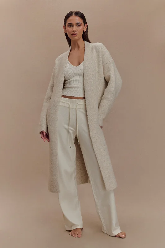 Benson Maxi Knit Cardigan - Cream Marle Seamless Knitted Crochet