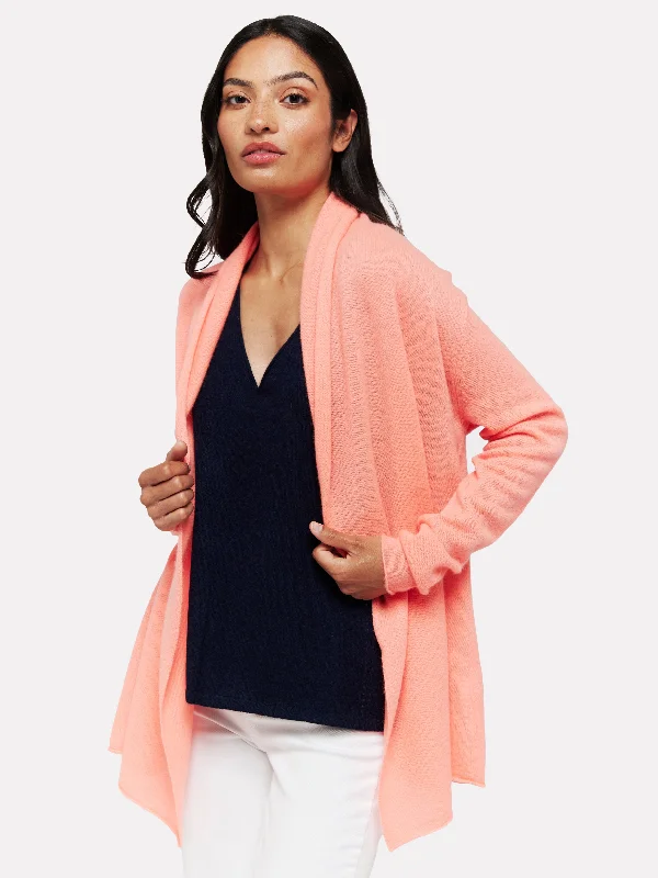Mona Travel Cardigan Neon Coral - Brodie Cashmere Wool Cardigan Cotton Cardigan Cashmere Cardigan