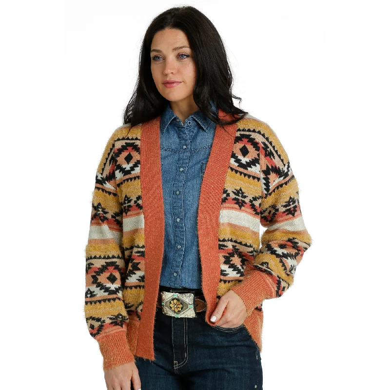 Cinch Ladies Multicolor Aztec Print Knitted Cardigan CWK7411002 Mesh Fabric Canvas Fabric Denim Fabric