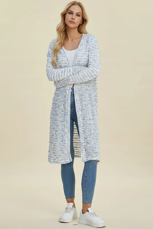 Crystal Full Size Open Front Longline Cardigan Iron Safe Non-Iron Wrinkle Free